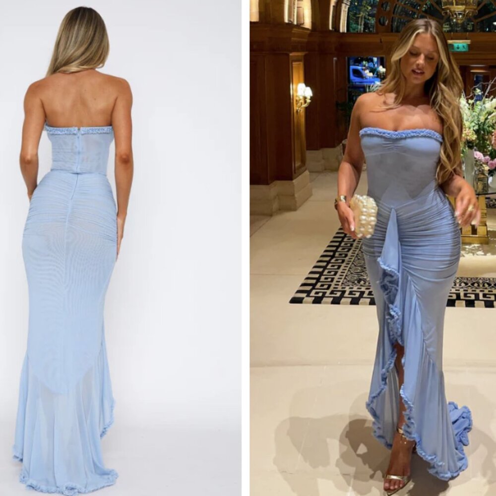 Mesh Maxi Dress Sky Blue - Picture 3 of 3